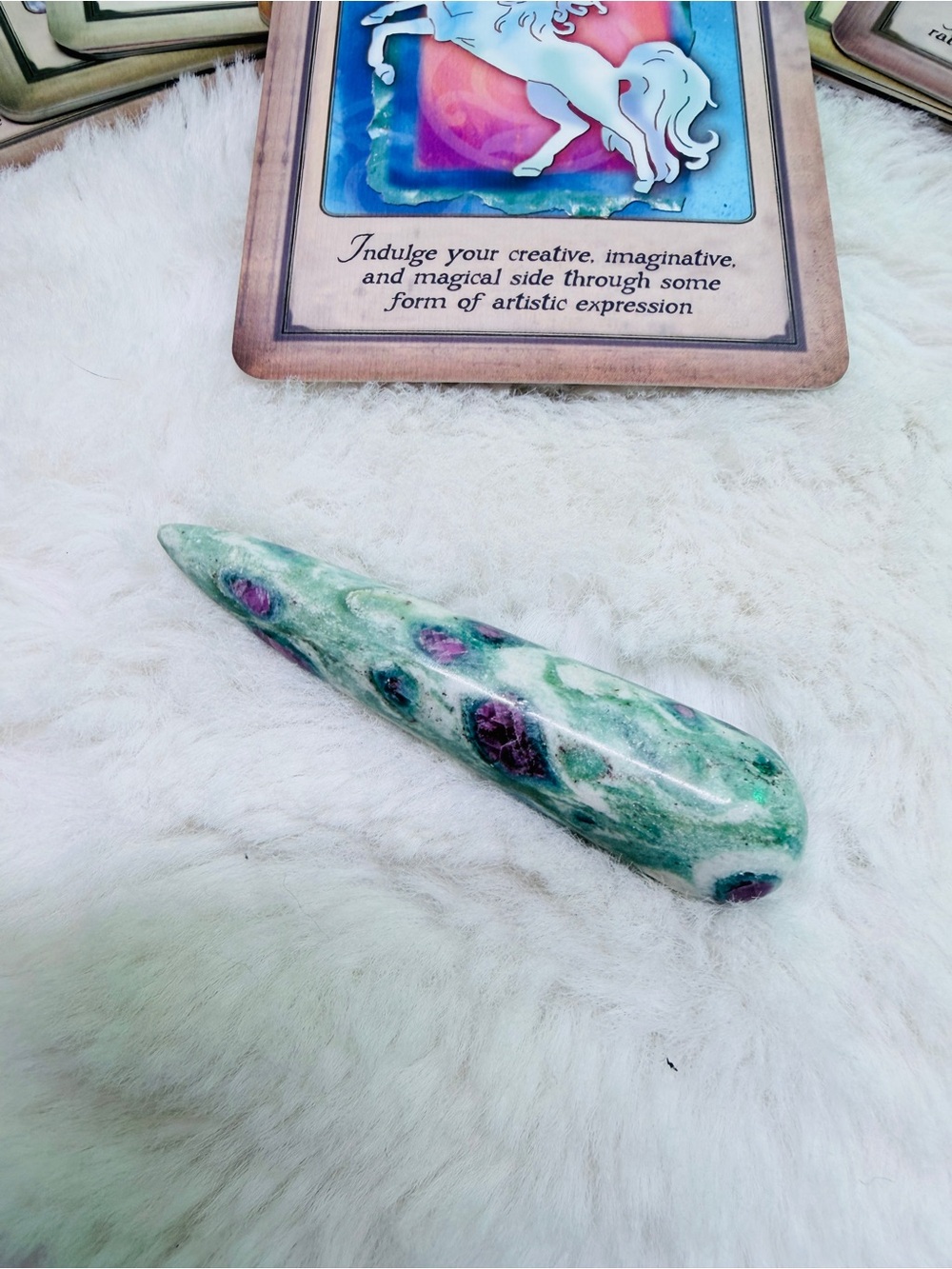 Animal Spirit Guide Oracle Deck by John D Farmer Plus 3.5” Ruby In Fuchsite Wand - Picture 4 of 5